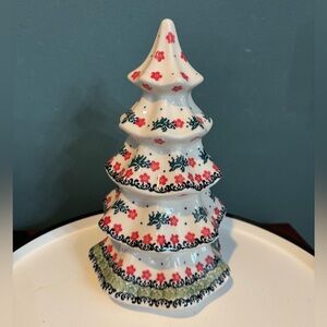 NWT Boleslawiec Polish Pottery Christmas Tree - Large 10” Poinsettia Red Floral
